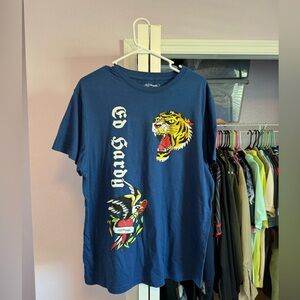 Ed Hardy Men’s Tiger And Eagle Blue Crew Neck Short Sleeve Tshirt. Lg. NWT
